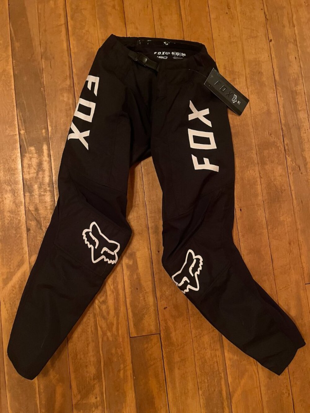 FOX Black 180-w racing pants with White Logos